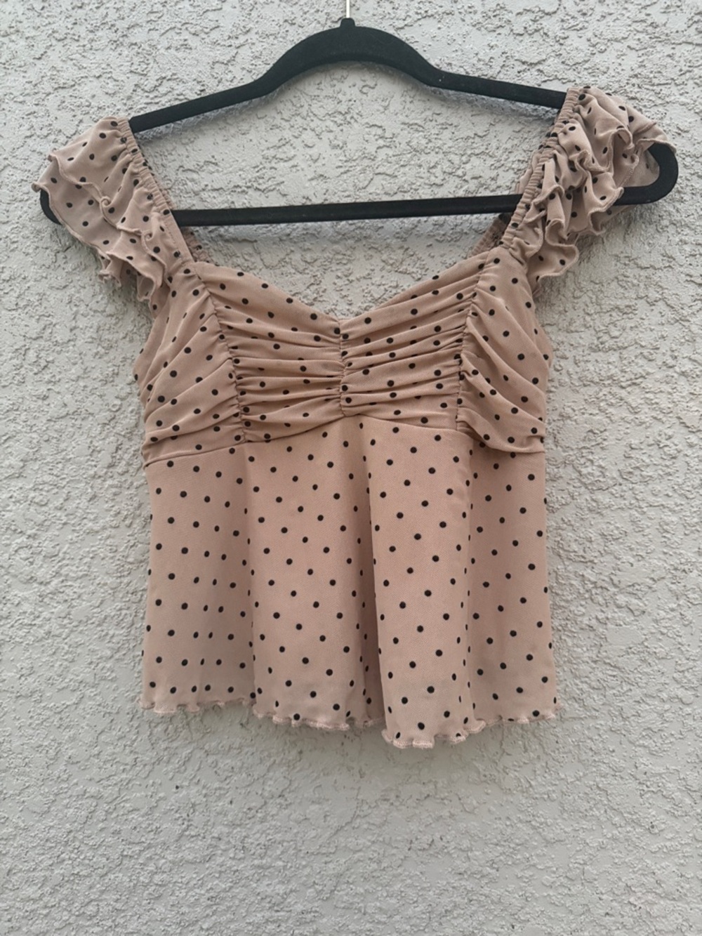 RSQ Blush Polka Dot Ruffled Scoop Neck Camisole